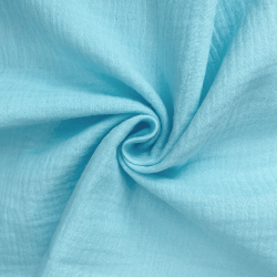 Ткань Муслин Жатый, цвет Небесно-голубой (на отрез)  в Орске