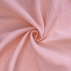 Ткань Муслин Жатый, цвет Нежно-Розовый (на отрез)  в Орске