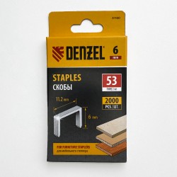 Denzel Скобы, 6 мм, для мебельного степлера, тип 53, 2000 шт.  в Орске